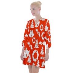 Orange Background Card Christmas  Open Neck Shift Dress by artworkshop