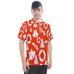 Orange Background Card Christmas  Men s Polo Tee by artworkshop