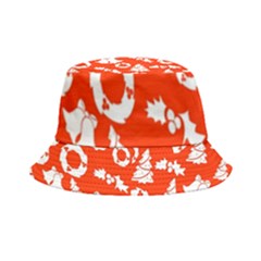 Orange Background Card Christmas  Inside Out Bucket Hat by artworkshop