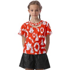 Orange Background Card Christmas  Kids  Front Cut Tee by artworkshop