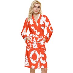 Orange Background Card Christmas  Long Sleeve Velour Robe by artworkshop