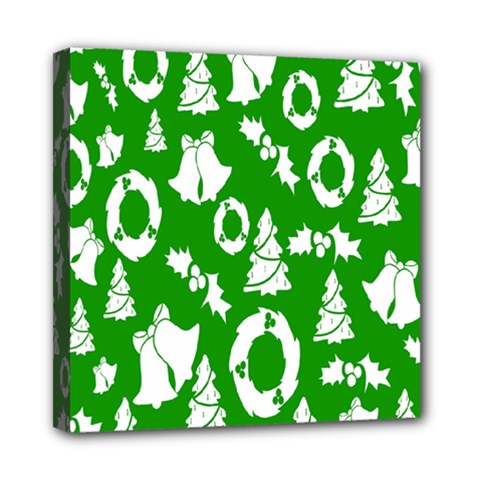 Green  Background Card Christmas  Mini Canvas 8  X 8  (stretched)