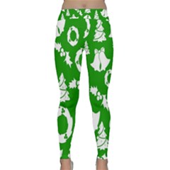 Green  Background Card Christmas  Classic Yoga Leggings by artworkshop