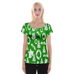 Green  Background Card Christmas  Cap Sleeve Top by artworkshop