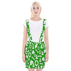 Green  Background Card Christmas  Braces Suspender Skirt by artworkshop