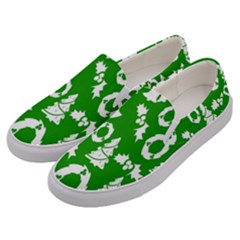 Green  Background Card Christmas  Men s Canvas Slip Ons by artworkshop