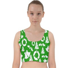 Green  Background Card Christmas  Velvet Racer Back Crop Top by artworkshop