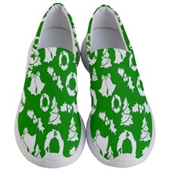 Green  Background Card Christmas  Women s Lightweight Slip Ons by artworkshop