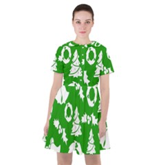 Green  Background Card Christmas  Sailor Dress by artworkshop