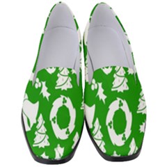 Green  Background Card Christmas  Women s Classic Loafer Heels by artworkshop