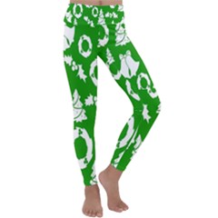 Green  Background Card Christmas  Kids  Lightweight Velour Classic Yoga Leggings by artworkshop