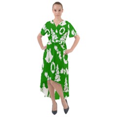 Green  Background Card Christmas  Front Wrap High Low Dress by artworkshop