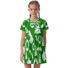 Green  Background Card Christmas  Kids  Asymmetric Collar Dress by artworkshop