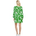 Green  Background Card Christmas  Tiered Long Sleeve Mini Dress View2