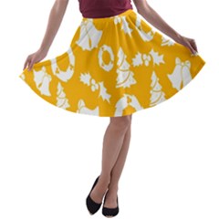 Card Christmas December A-line Skater Skirt by artworkshop