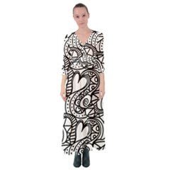 Seamless-pattern Love Karakter Button Up Maxi Dress