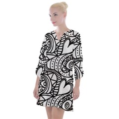 Seamless-pattern Love Karakter Open Neck Shift Dress by nateshop