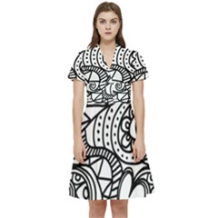 Seamless-pattern Love Karakter Short Sleeve Waist Detail Dress by nateshop