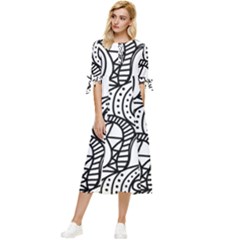 Seamless-pattern Love Karakter Bow Sleeve Chiffon Midi Dress by nateshop