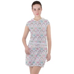 Seamless-pattern Drawstring Hooded Dress by nateshop