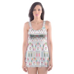 Seamless-pattern Skater Dress Swimsuit