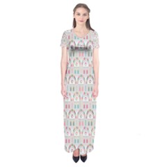 Seamless-pattern Short Sleeve Maxi Dress by nateshop