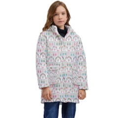 Seamless-pattern Kid s Hooded Longline Puffer Jacket