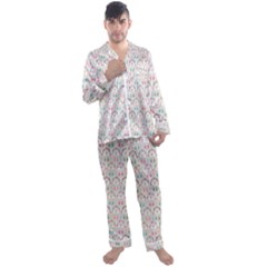 Seamless-pattern Men s Long Sleeve Satin Pajamas Set