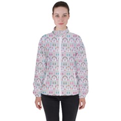 Seamless-pattern Women s High Neck Windbreaker