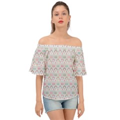 Seamless-pattern Off Shoulder Short Sleeve Top by nateshop