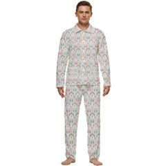 Seamless-pattern Men s Long Sleeve Velvet Pocket Pajamas Set