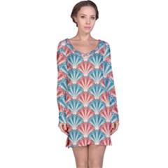 Seamless-patter-peacock Long Sleeve Nightdress by nateshop