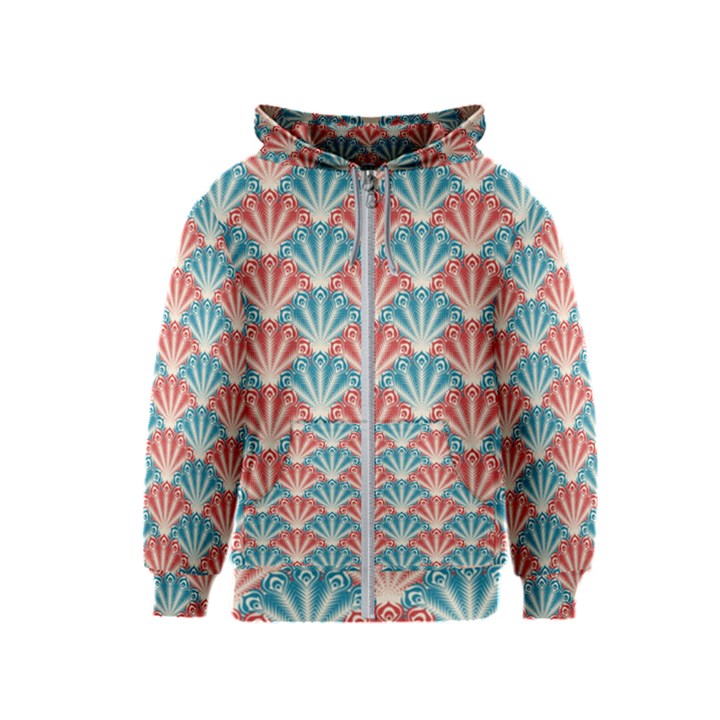 Seamless-patter-peacock Kids  Zipper Hoodie