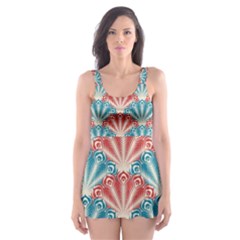 Seamless-patter-peacock Skater Dress Swimsuit