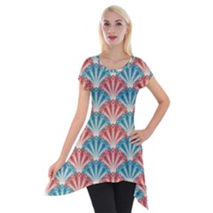 Seamless-patter-peacock Short Sleeve Side Drop Tunic by nateshop