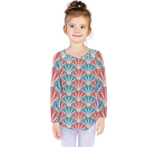 Seamless-patter-peacock Kids  Long Sleeve Tee by nateshop