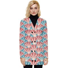 Seamless-patter-peacock Button Up Hooded Coat 