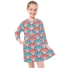 Seamless-patter-peacock Kids  Quarter Sleeve Shirt Dress by nateshop