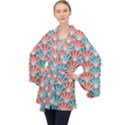 Seamless-patter-peacock Long Sleeve Velvet Kimono  View1