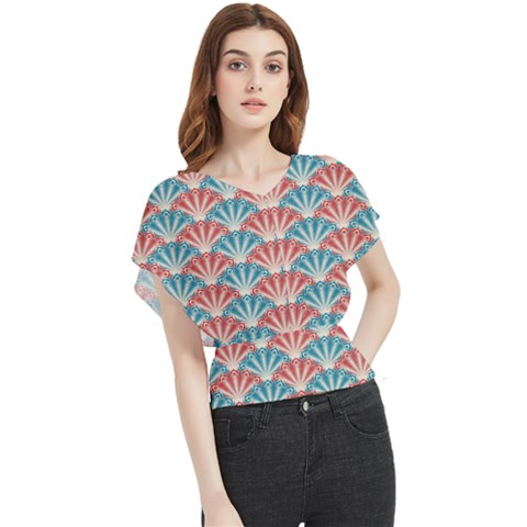 Seamless-patter-peacock Butterfly Chiffon Blouse by nateshop