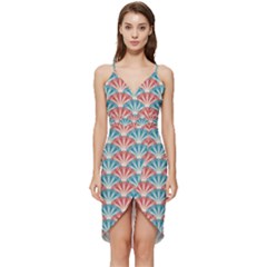 Seamless-patter-peacock Wrap Frill Dress