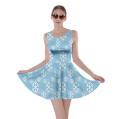 Snowflakes, White Blue Skater Dress by nateshop