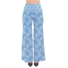 Snowflakes, White Blue So Vintage Palazzo Pants by nateshop