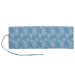 Snowflakes, White Blue Roll Up Canvas Pencil Holder (m) by nateshop