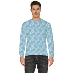 Snowflakes, White Blue Men s Fleece Sweatshirt