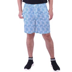 Snowflakes, White Blue Men s Pocket Shorts by nateshop