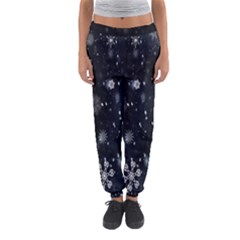 Snowflakes,white,black Women s Jogger Sweatpants by nateshop