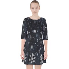 Snowflakes,white,black Quarter Sleeve Pocket Dress by nateshop