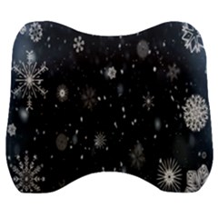 Snowflakes,white,black Velour Head Support Cushion by nateshop