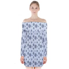 Snowflakes-seamless Long Sleeve Off Shoulder Dress by nateshop